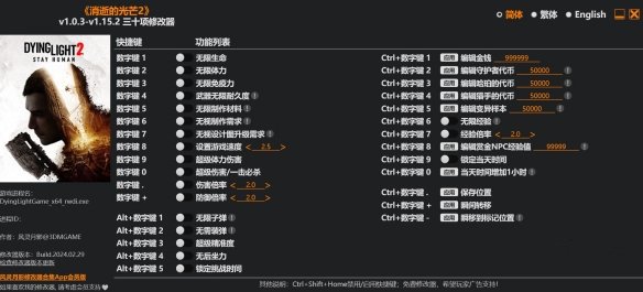 消逝的光芒2人与仁之战三十项修改器