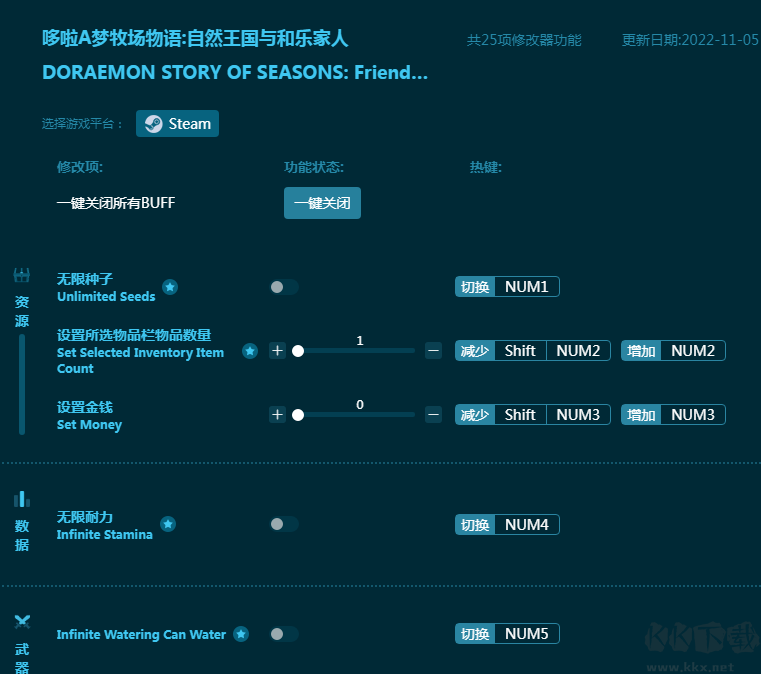 哆啦A梦牧场物语自然王国与和乐家人九项修改器